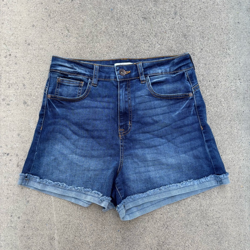 Ariya Jeans Womens Shorts Size 9/ 29 Distressed Denim Cotton Blend Dark Blue